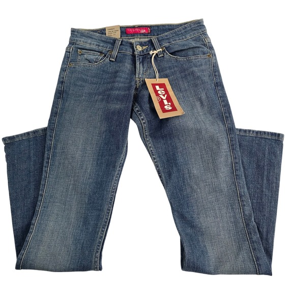 Levi's 524 Too Superlow Flare Jeans Medium Juniors Stretch Denim Blue - Picture 1 of 12